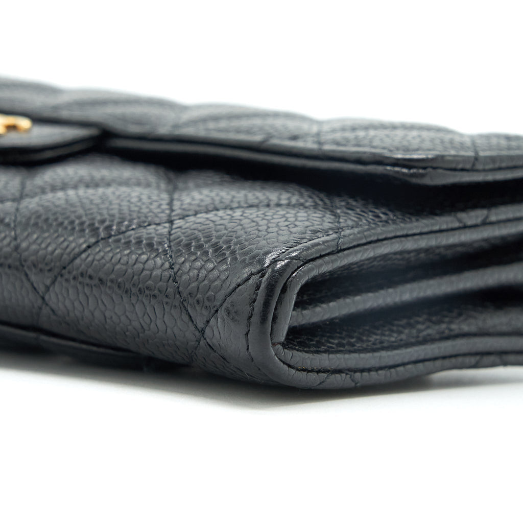 Chanel Classic Long Flap Wallet Caviar Black