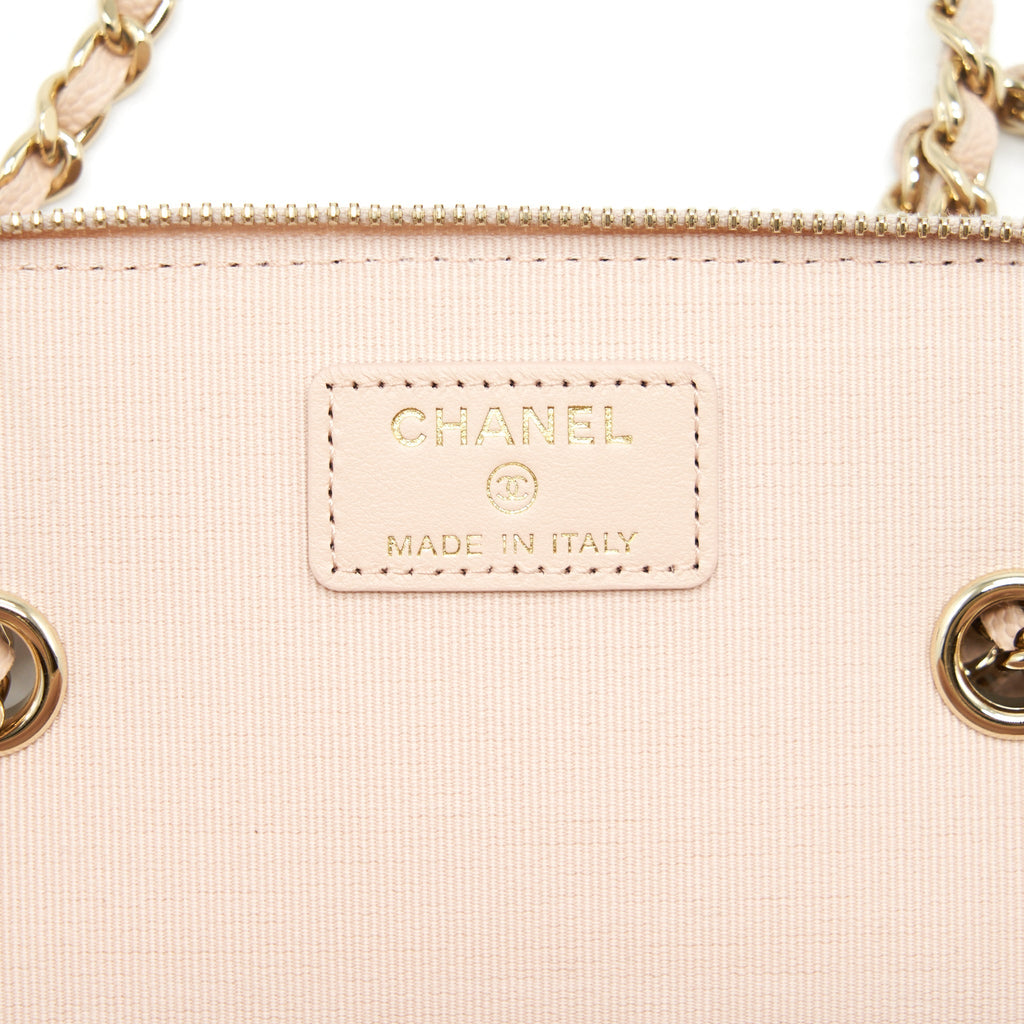 Chanel Long Vanity With Chain Caviar Beige L