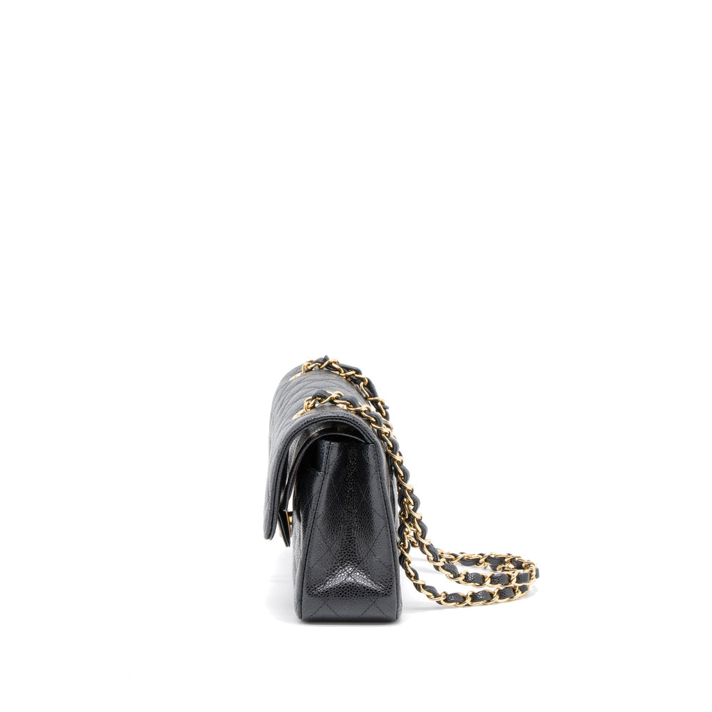 Chanel Small Classic Double Flap Bag Caviar Black  (Microchip)