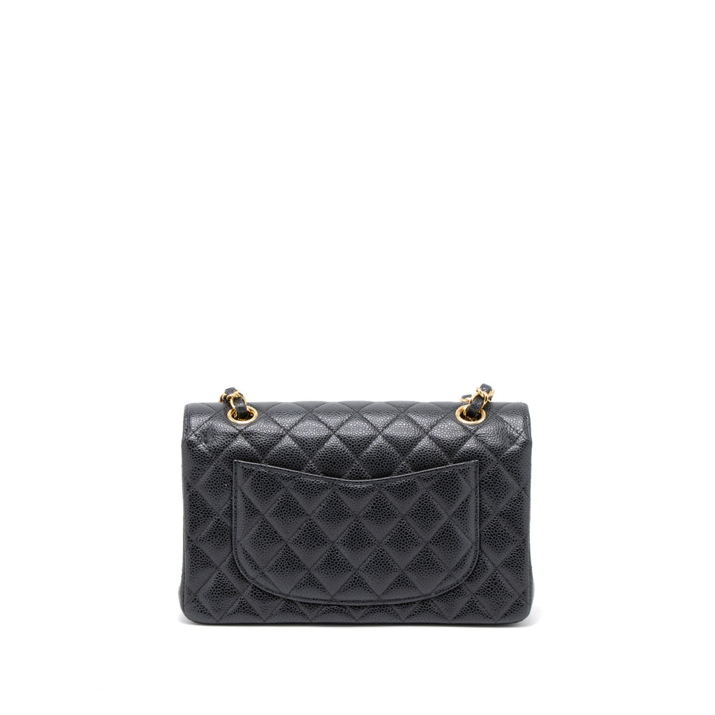 Chanel Small Classic Double Flap Bag Caviar Black  (Microchip)