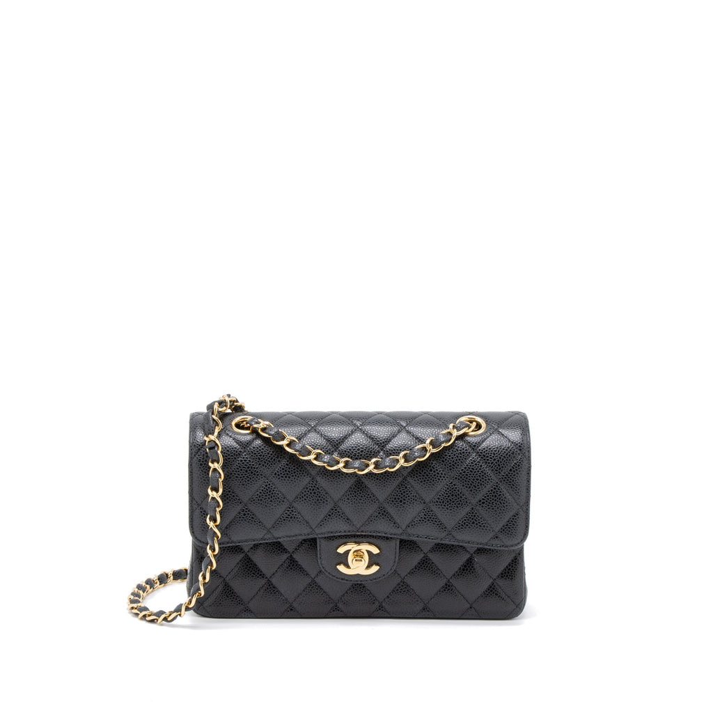 Chanel Small Classic Double Flap Bag Caviar Black  (Microchip)