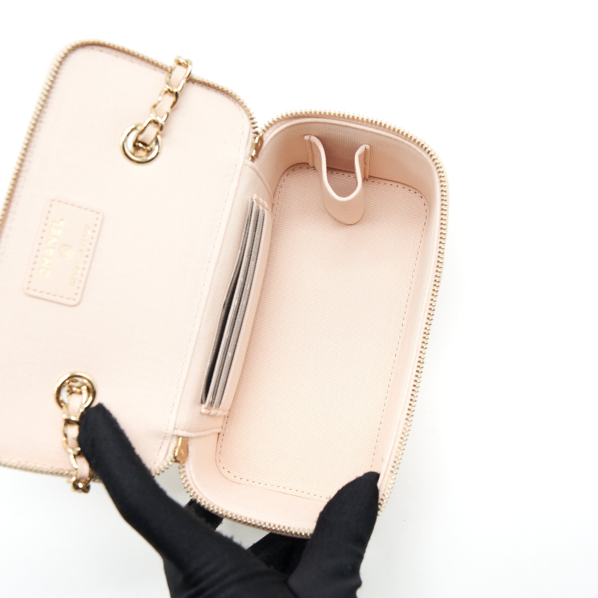 Chanel Long Vanity With Chain Caviar Beige L