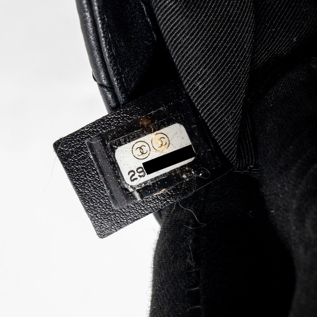 Chanel Pearl Chain Quilted Flap Bag Lambskin Black