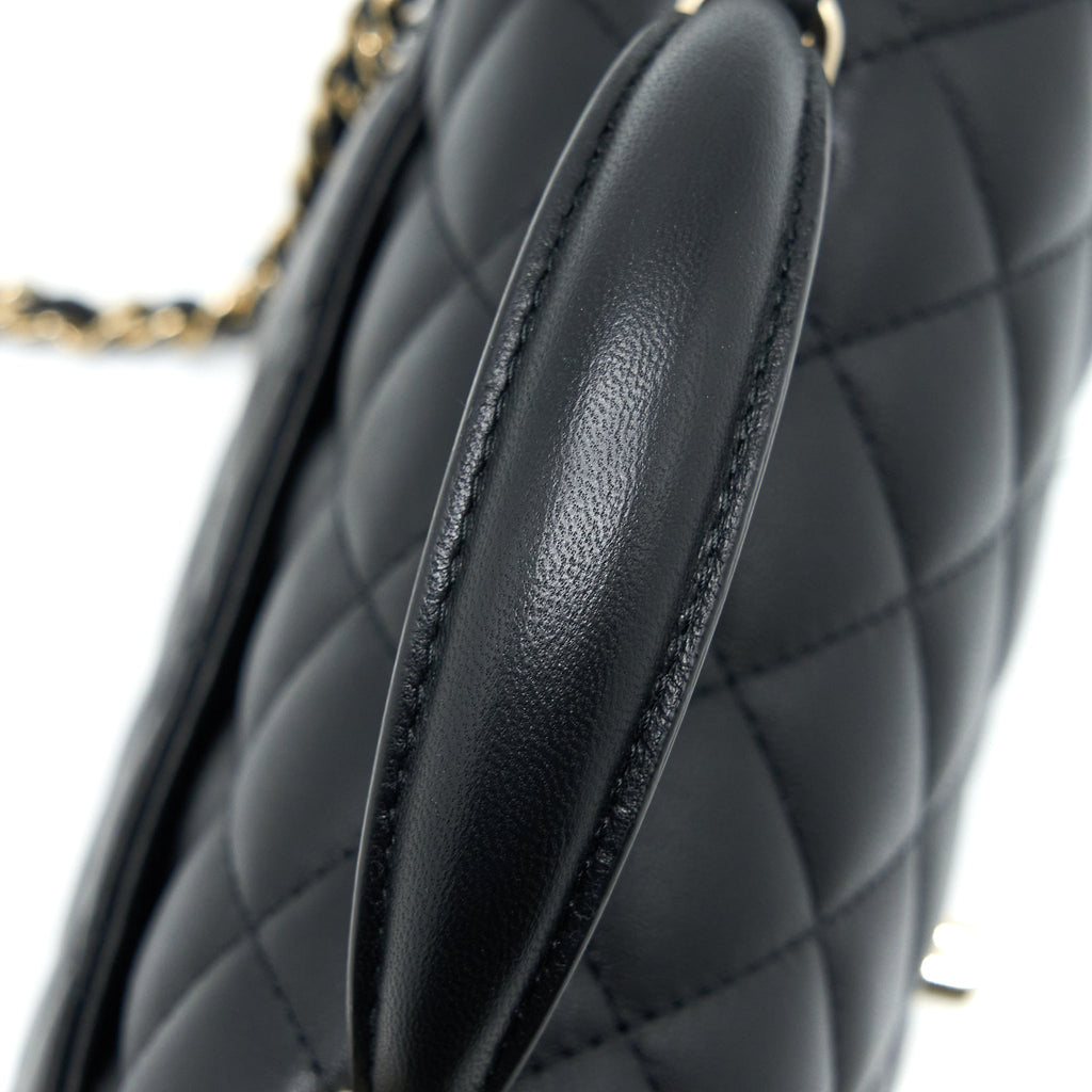 Chanel Top Handle Mini Rectangular Flap Bag Lambskin Black L (Microchip)