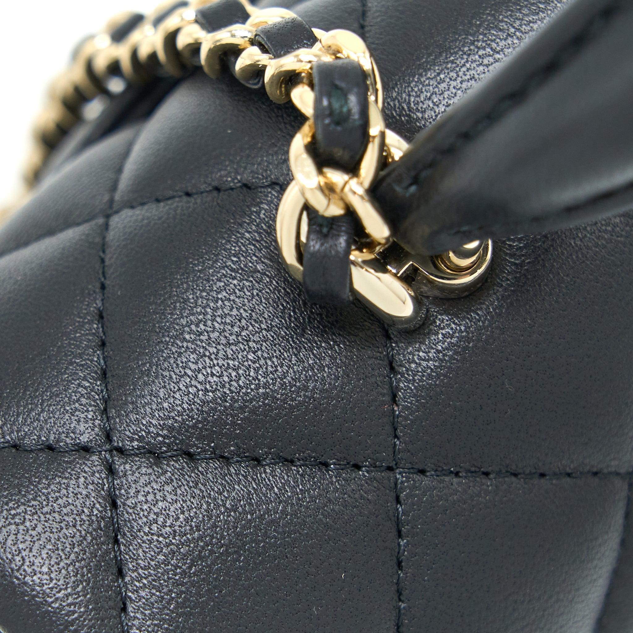 Chanel Top Handle Mini Rectangular Flap Bag Lambskin Black L (Microchip)