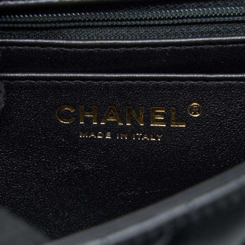 Chanel Top Handle Mini Rectangular Flap Bag Lambskin Black L (Microchip)