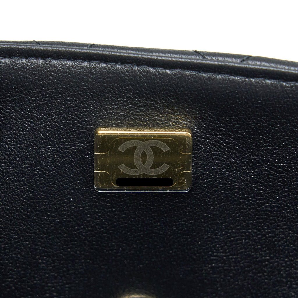 Chanel Top Handle Mini Rectangular Flap Bag Lambskin Black L (Microchip)