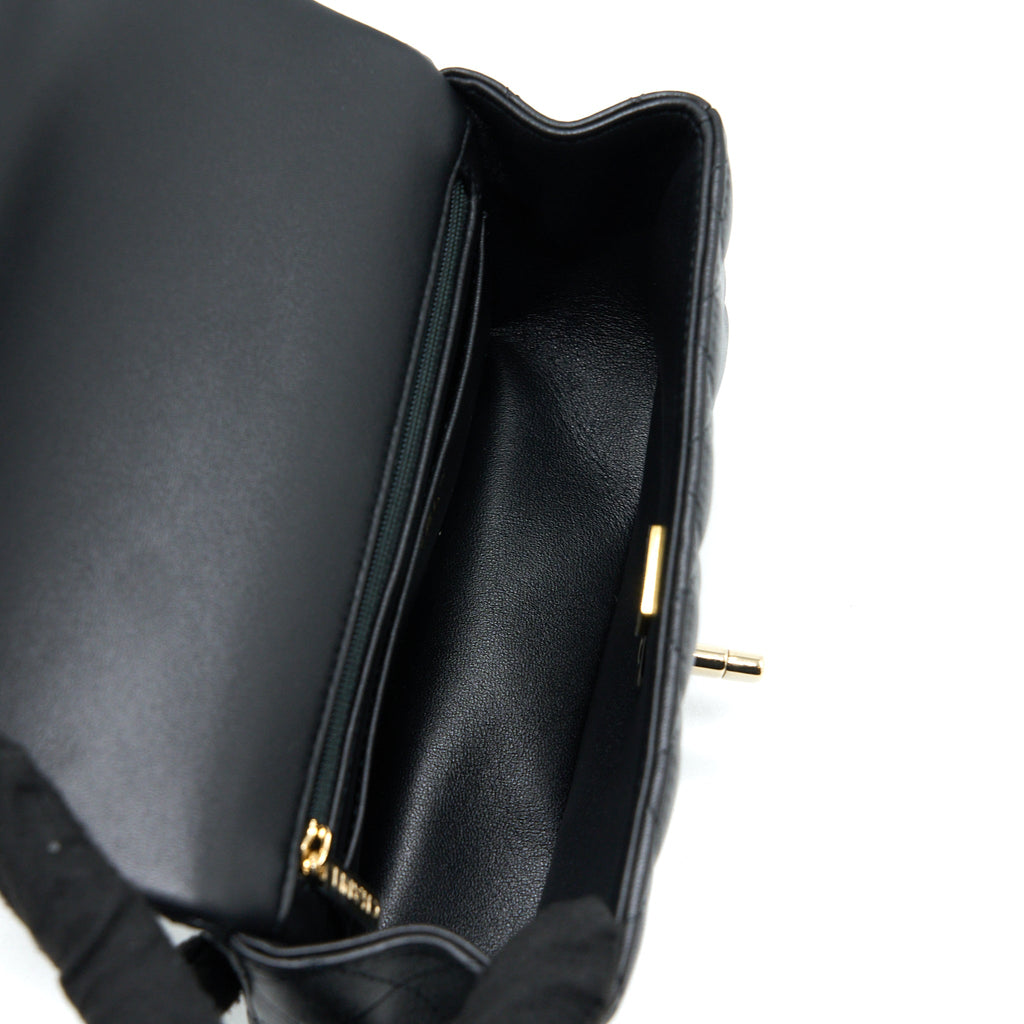 Chanel Top Handle Mini Rectangular Flap Bag Lambskin Black L (Microchip)