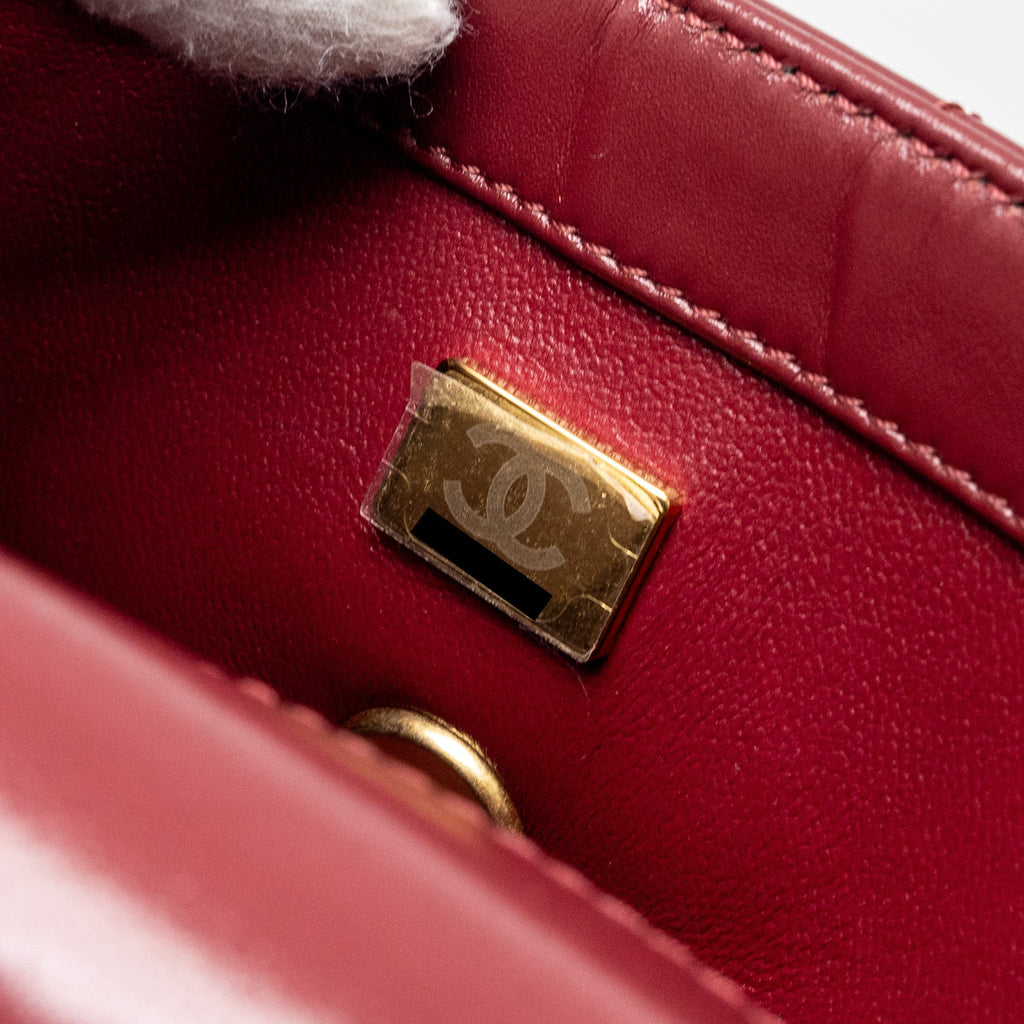 Chanel Gold Crush mini Flap bag Calfskin Red  (microchip)