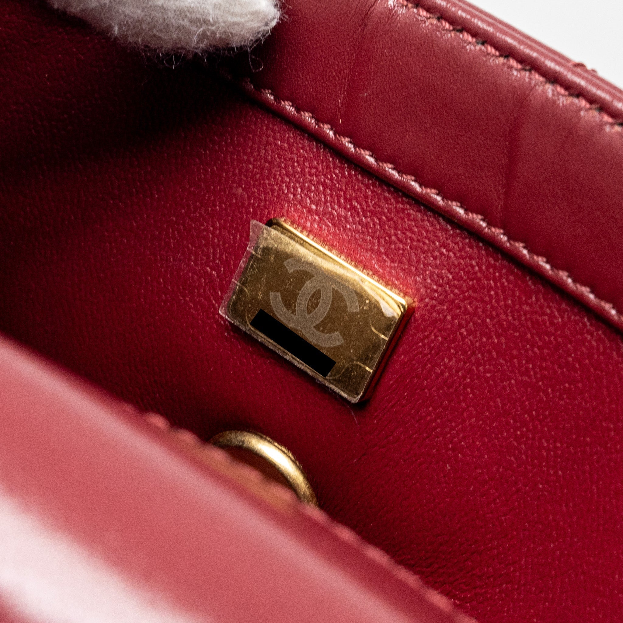 Chanel Gold Crush mini Flap bag Calfskin Red  (microchip)