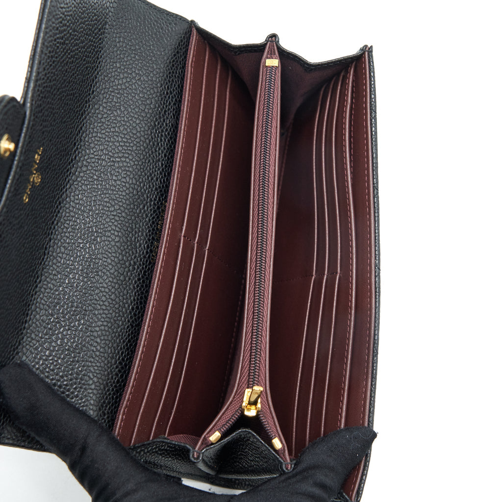 Chanel Classic Long Flap Wallet Caviar Black