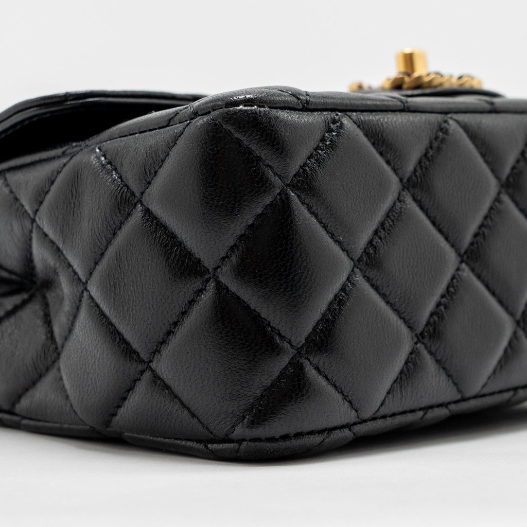 Chanel 24c Detail Top Handle Flap Bag Lambskin Black