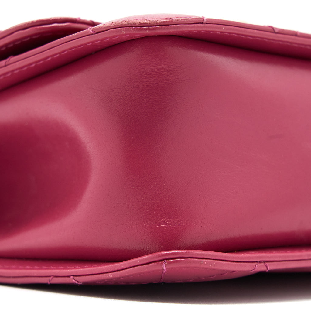 Chanel 21A Small Gold Crush Flap Bag Calfskin Raspberry Pink Brushed  (Microchip)