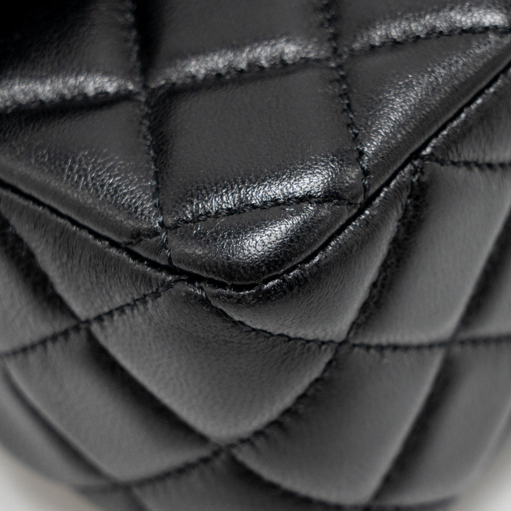 Chanel 24c Detail Top Handle Flap Bag Lambskin Black