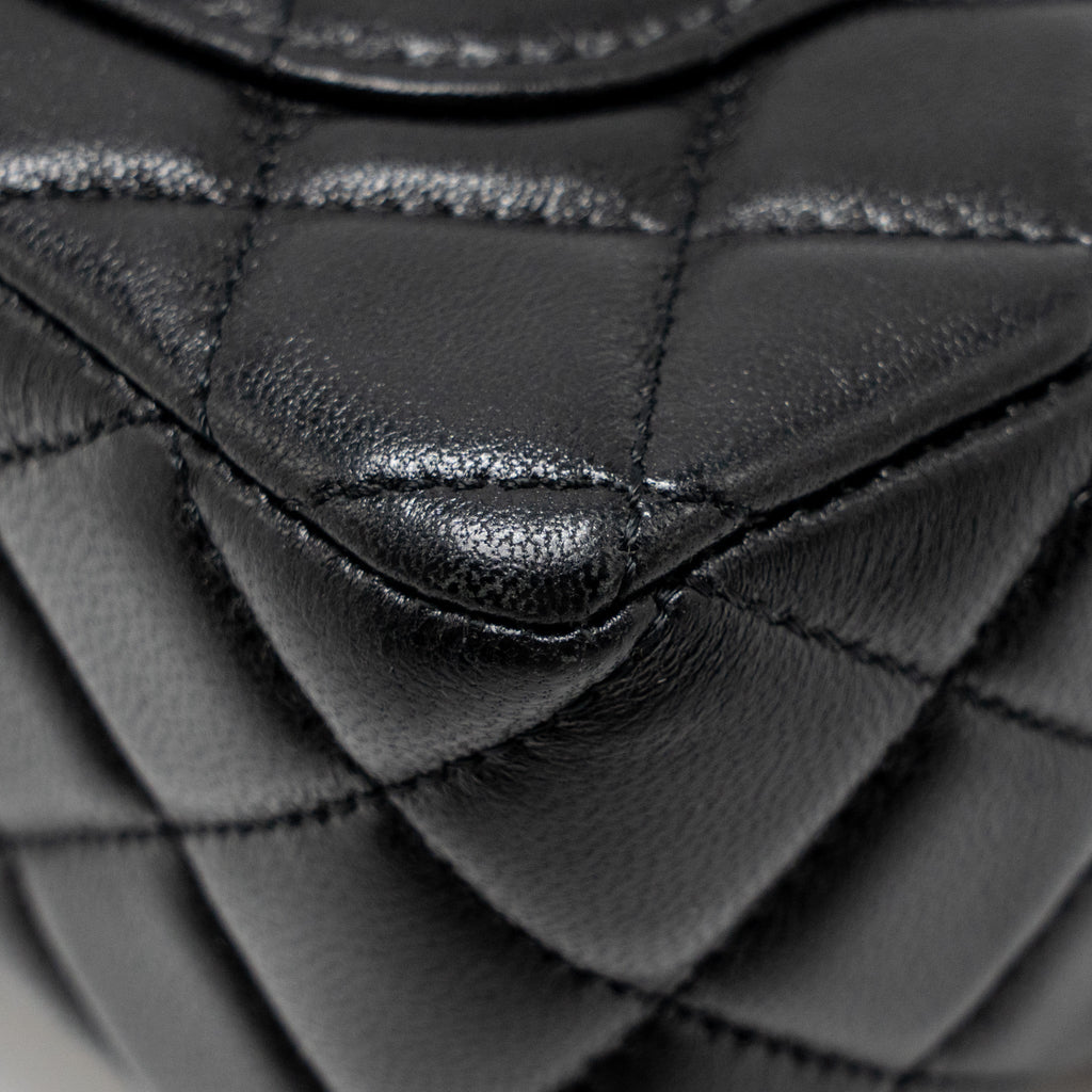 Chanel 24c Detail Top Handle Flap Bag Lambskin Black