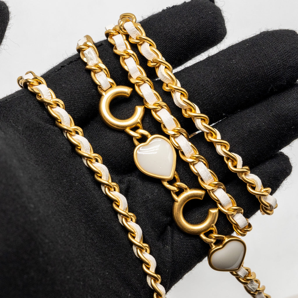 Chanel long vanity with Coco letter chain lambskin white  (microchip)