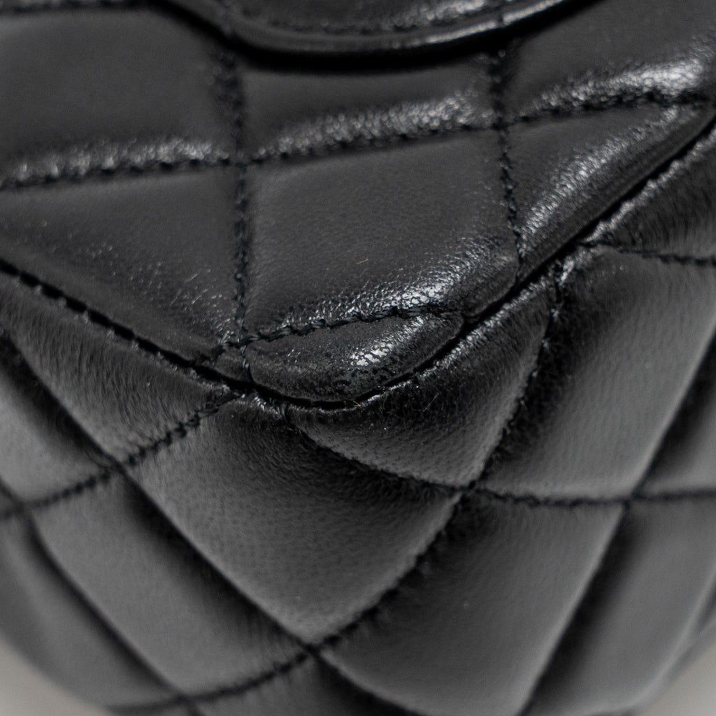 Chanel 24c Detail Top Handle Flap Bag Lambskin Black