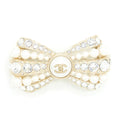 Chanel Bow Brooch With Pearls And Crystals L
