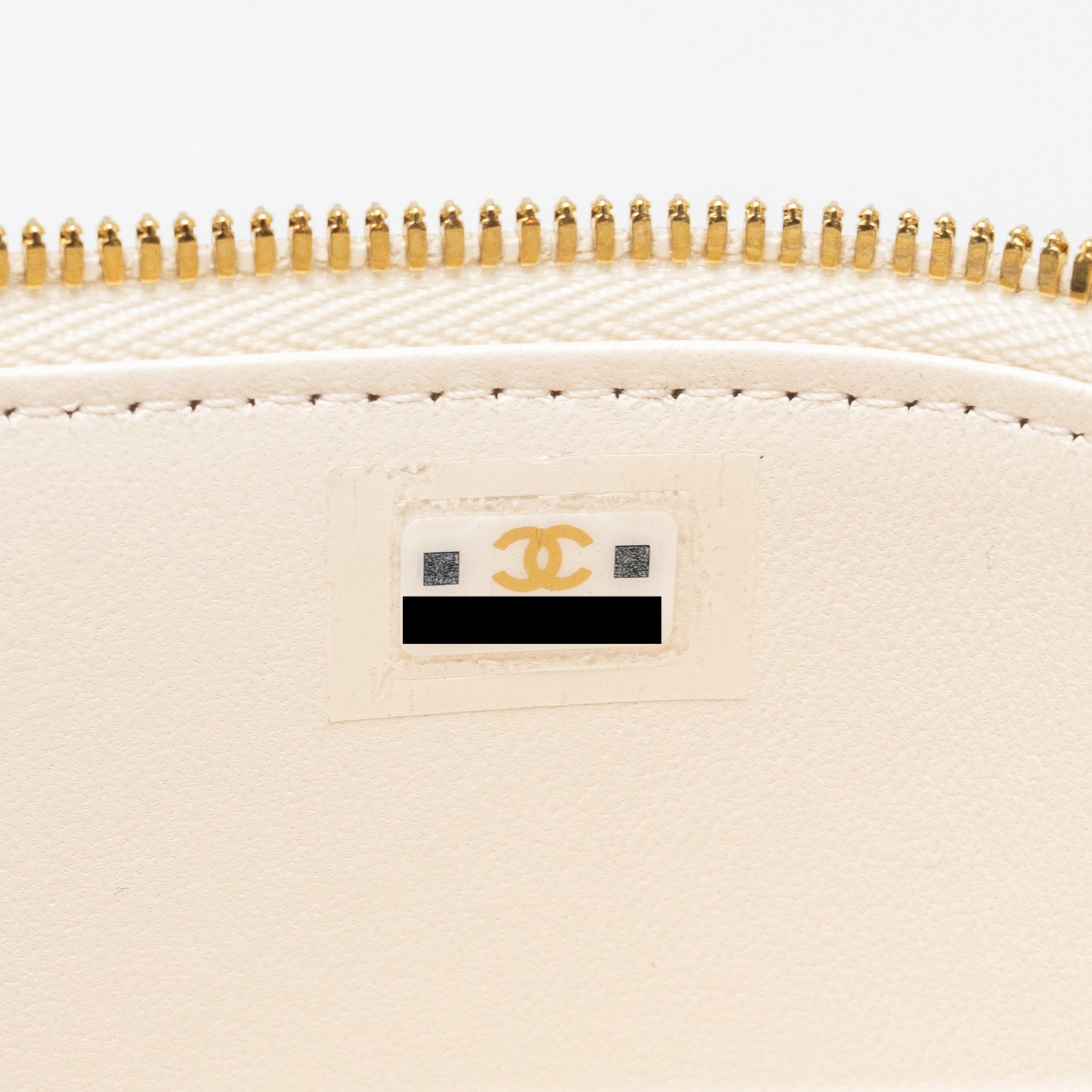 Chanel long vanity with Coco letter chain lambskin white  (microchip)