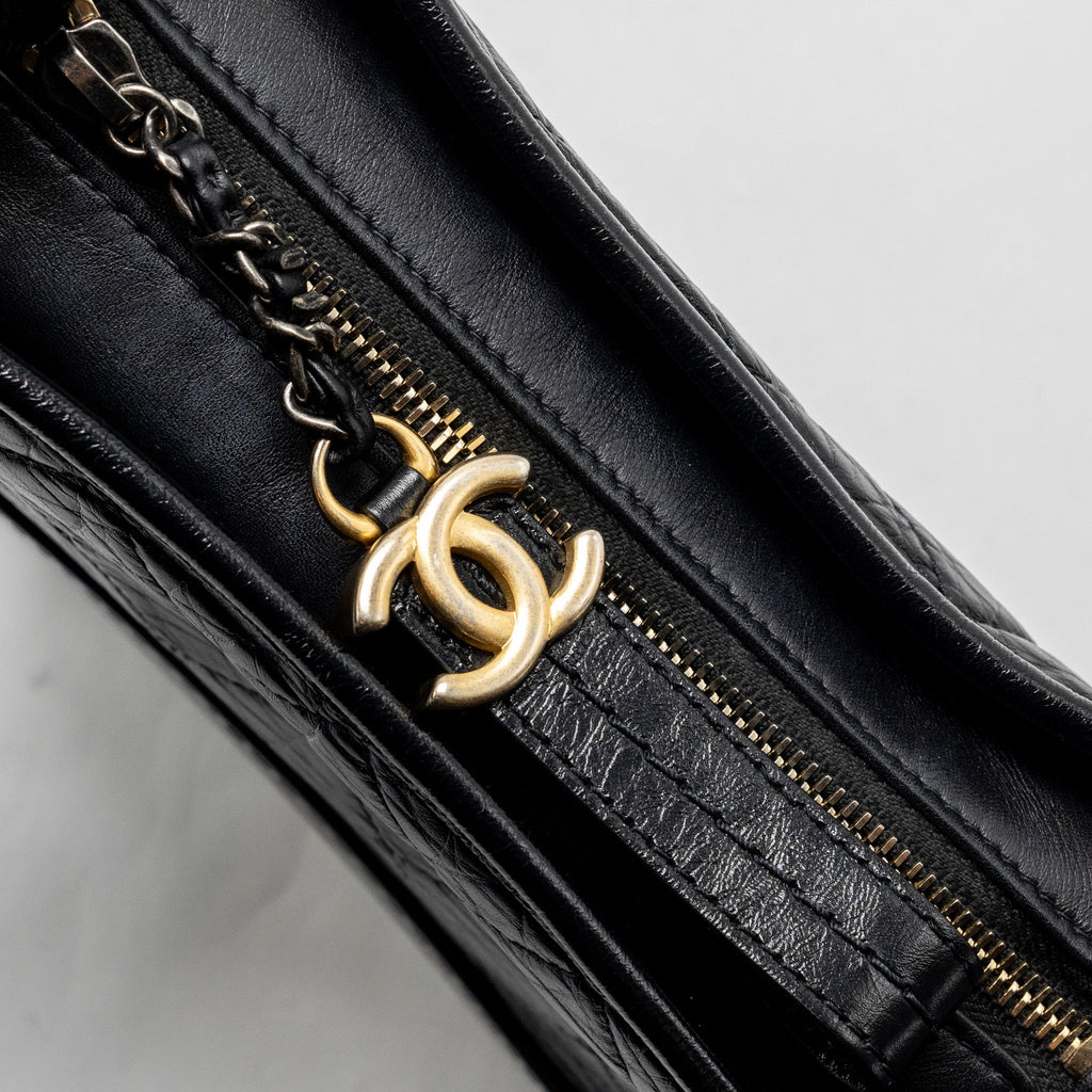 Chanel Small Gabrielle Hobo Bag Calfskin Black Multicolour HARDWARE