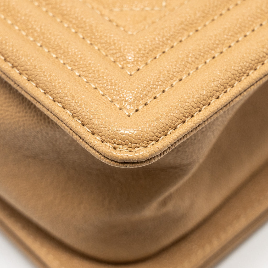 Chanel Medium Boy Bag Caviar Beige