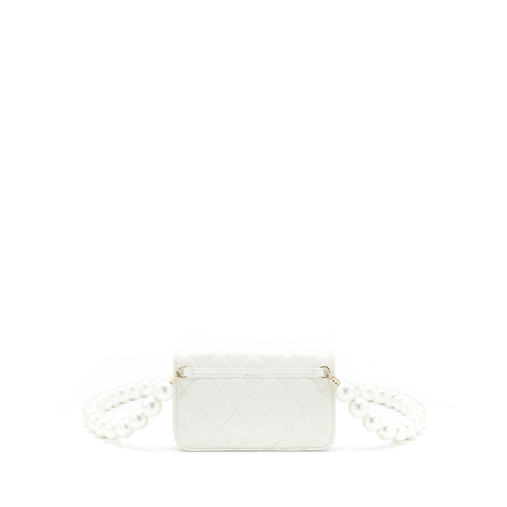 Chanel Grant Pearl Crush Mini Crossbody Bag Lambskin White L
