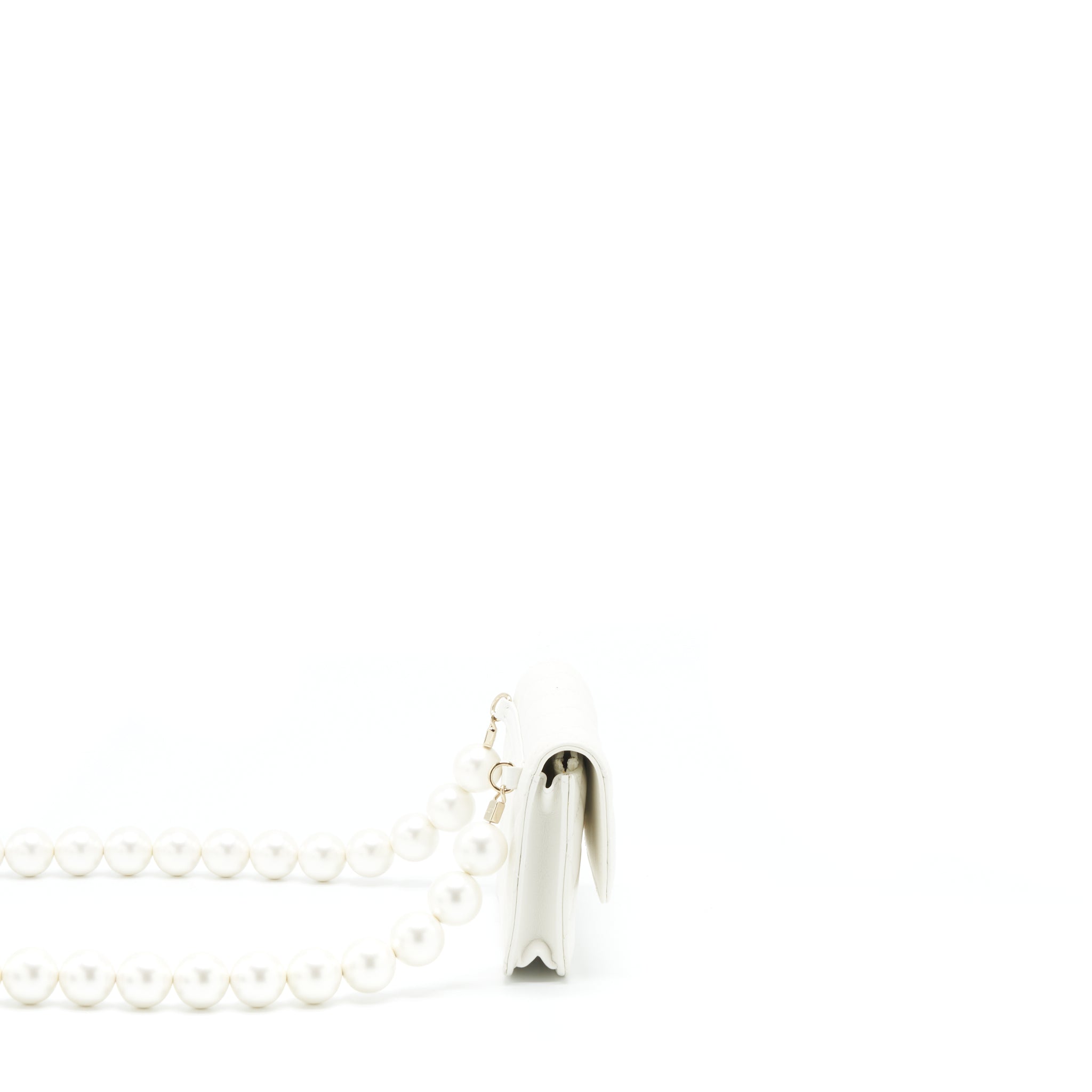 Chanel Grant Pearl Crush Mini Crossbody Bag Lambskin White L