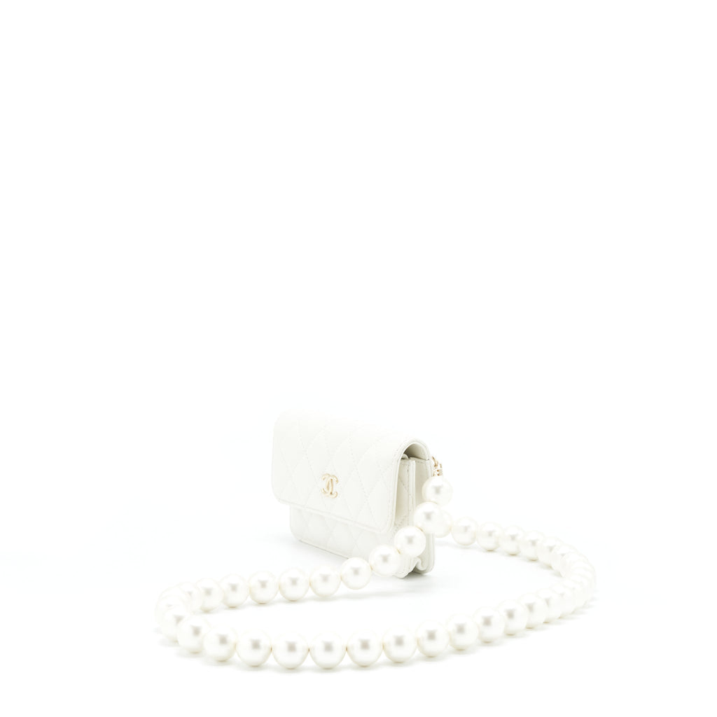 Chanel Grant Pearl Crush Mini Crossbody Bag Lambskin White L