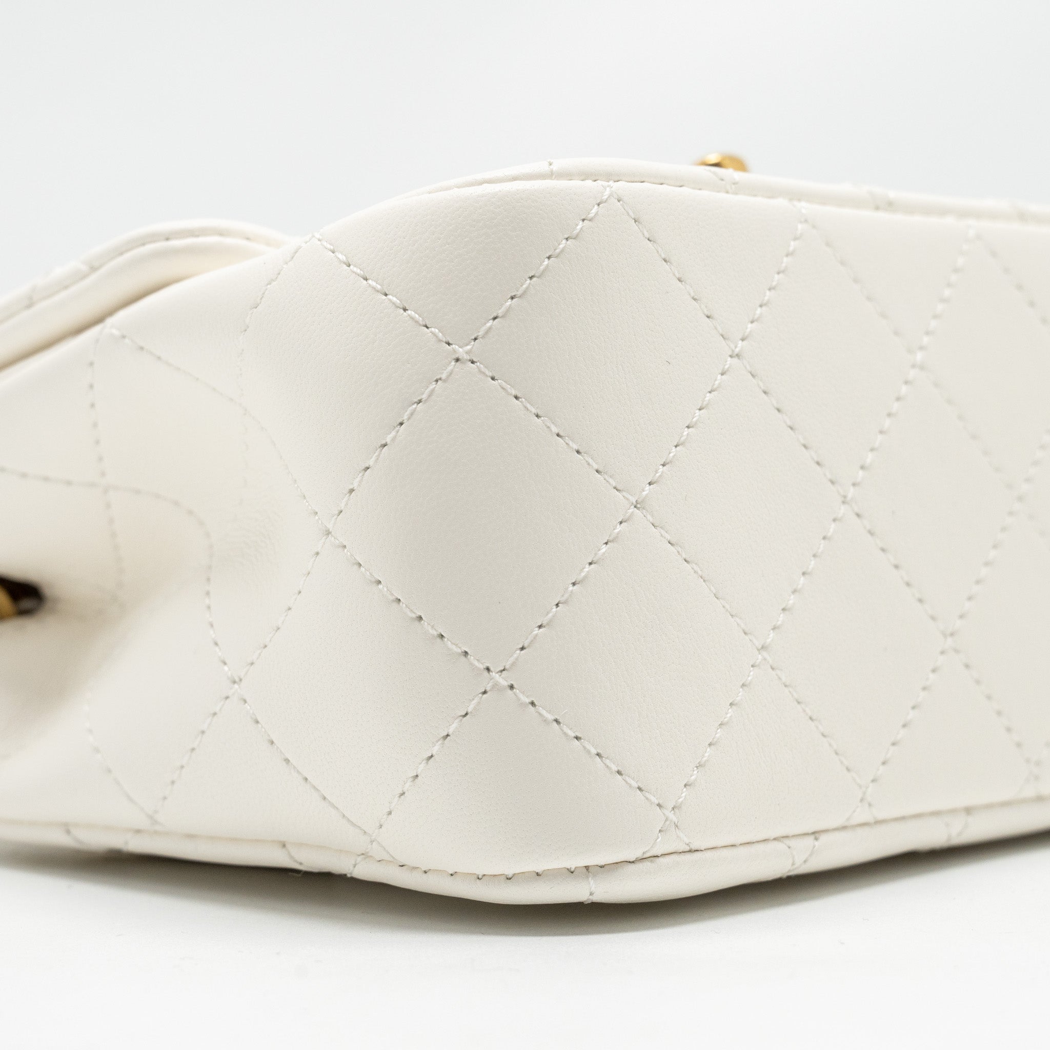 Chanel Pearl Crush Mini Square Lambskin White  (microchip)