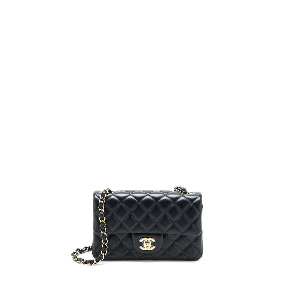 Chanel Classic Mini Rectangular Flap Bag Lambskin Black L (Microchip)