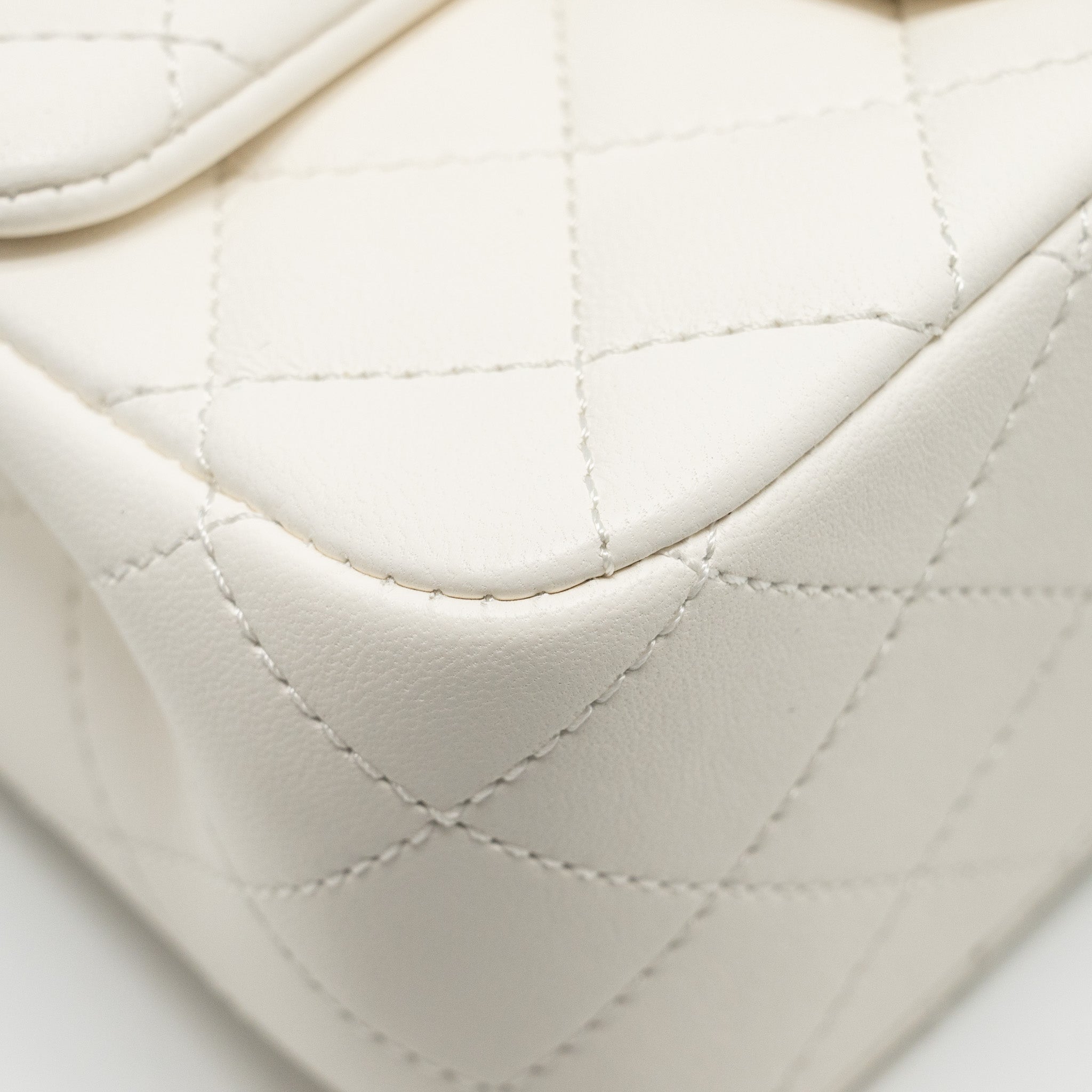 Chanel Pearl Crush Mini Square Lambskin White  (microchip)