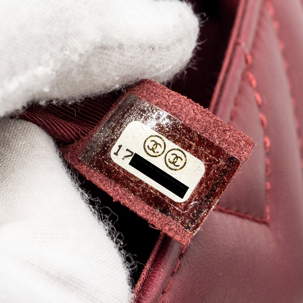Chanel Chevron Flap bag Lambskin dark red