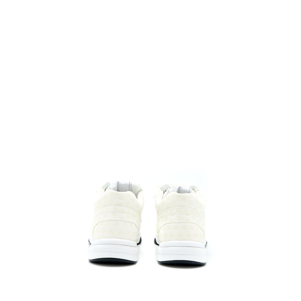 Chanel Size 37.5 22A Trainers Printed Suede Calfskin White