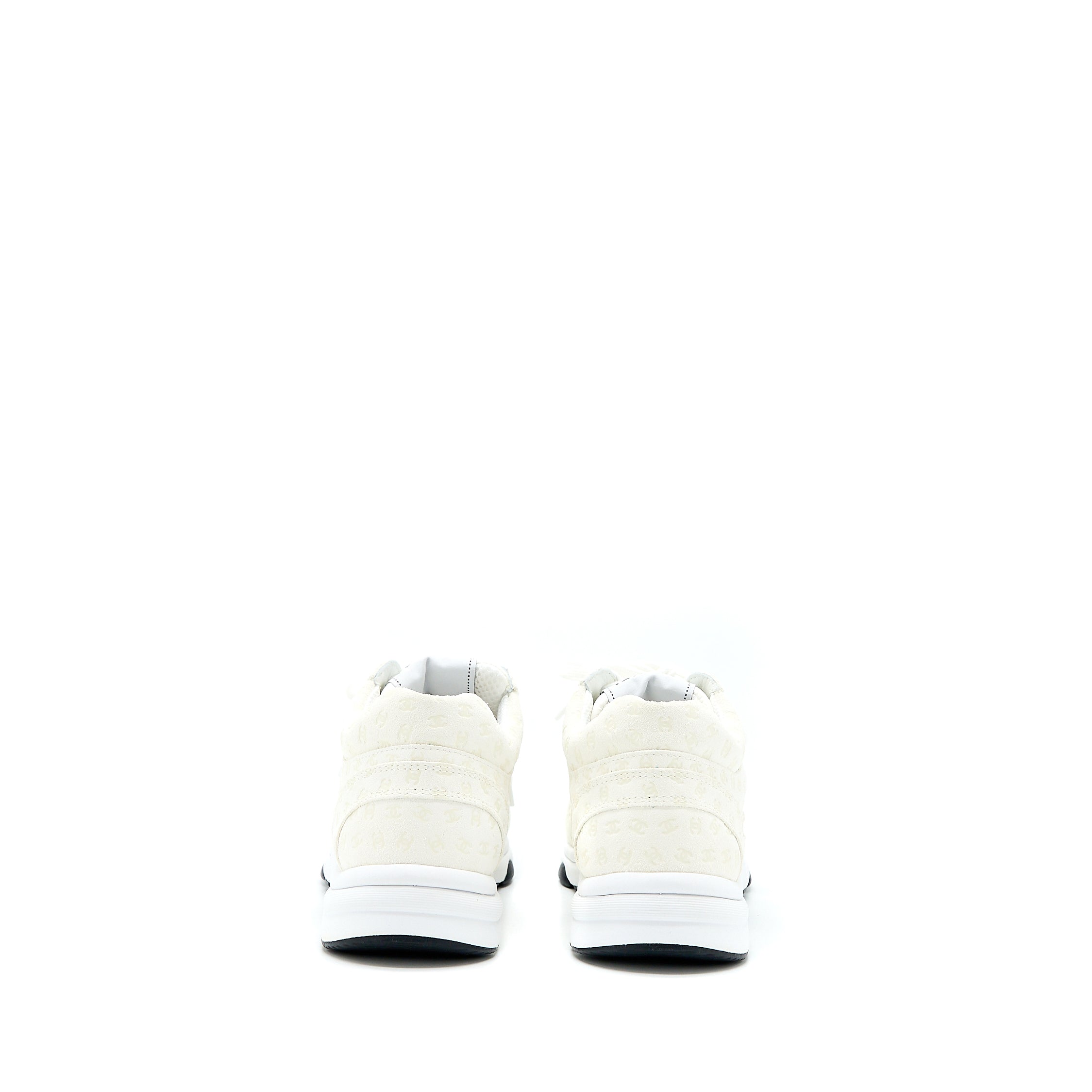 Chanel Size 37.5 22A Trainers Printed Suede Calfskin White