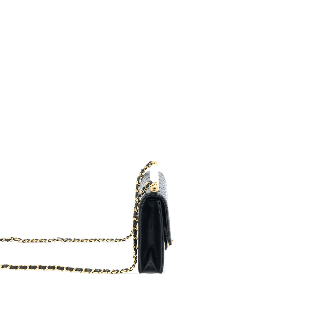 Chanel 20C Pearl Flap Bag Goatskin Black