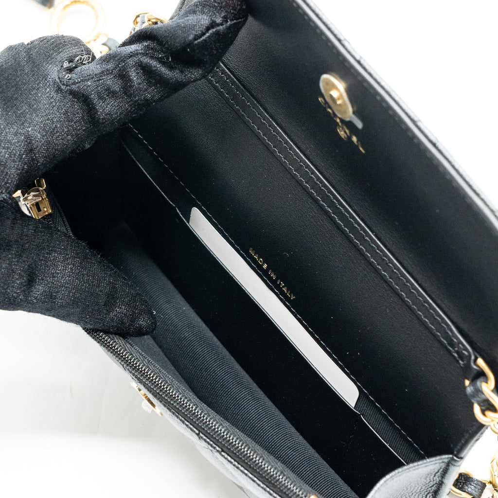 Chanel Mini Flap Bag With Adjustable Chains Caviar Black (microchip)