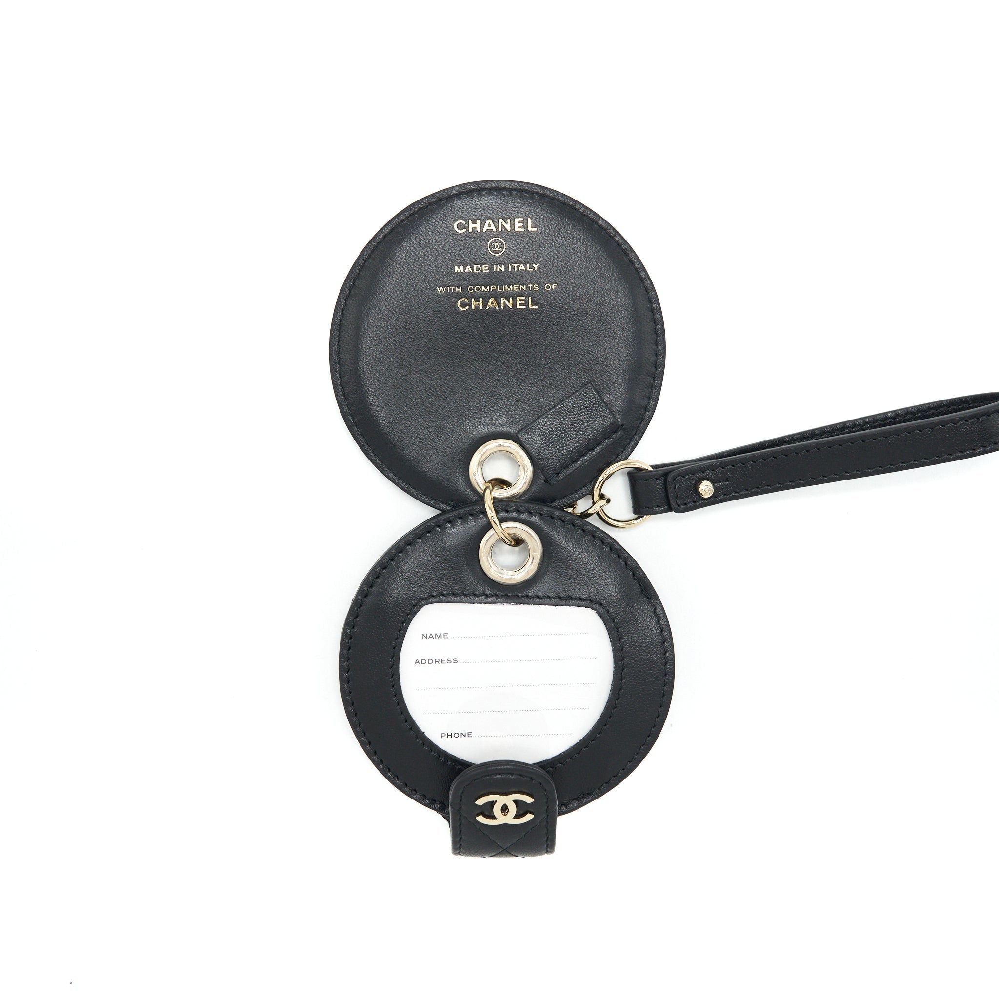 Chanel Quilted Luggage Tag Lambskin black L