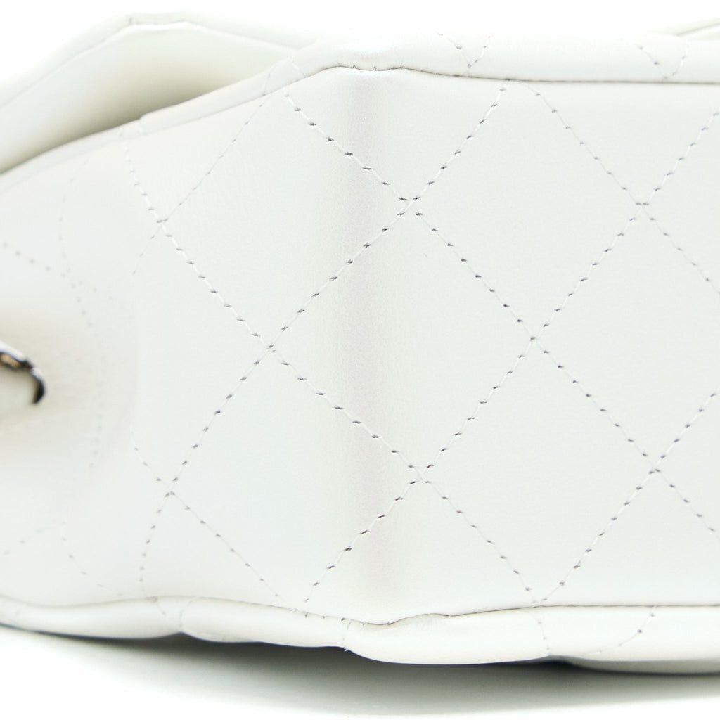 Chanel Classic Mini Rectangular Flap Bag Calfskin Iridescent White L