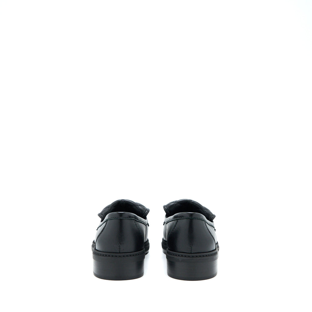 Chanel Size 37.5 Turnlock Loafers Quilted Leather Black L