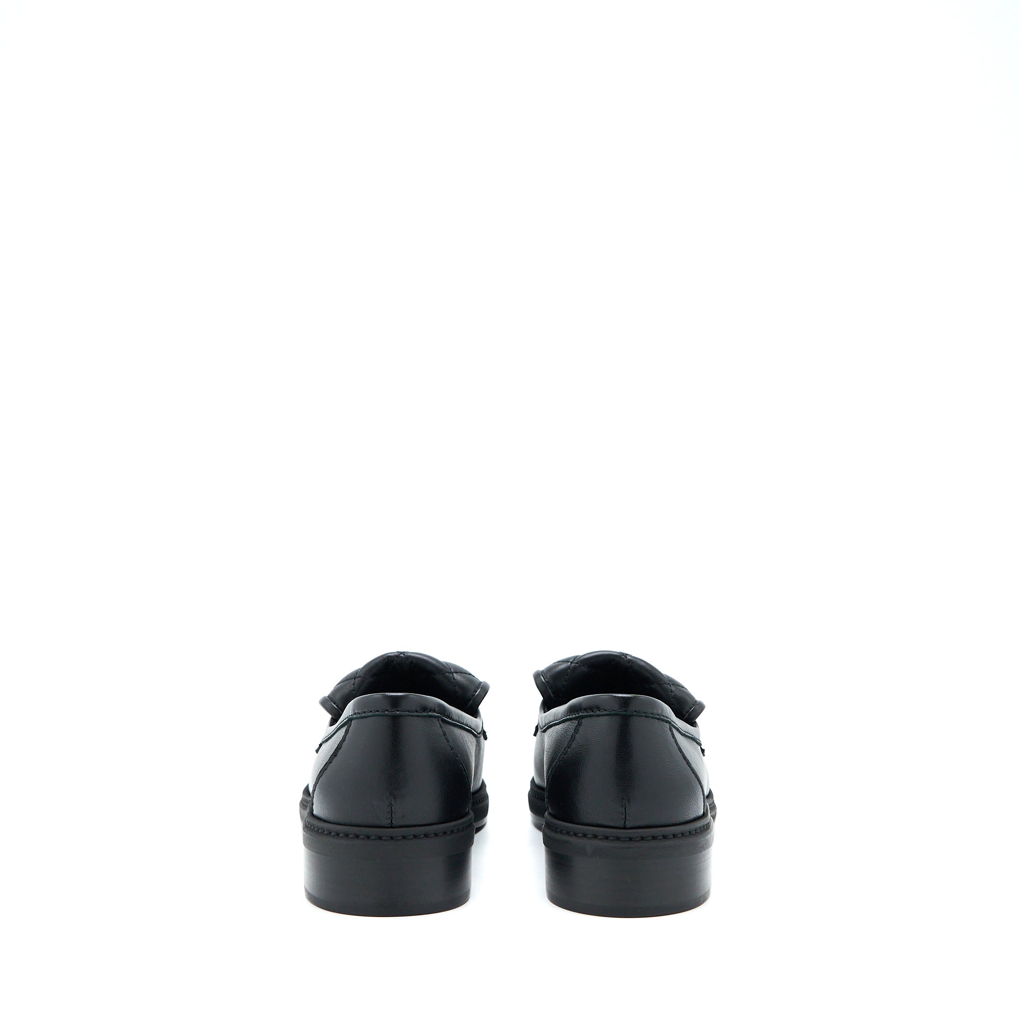 Chanel Size 37.5 Turnlock Loafers Quilted Leather Black L