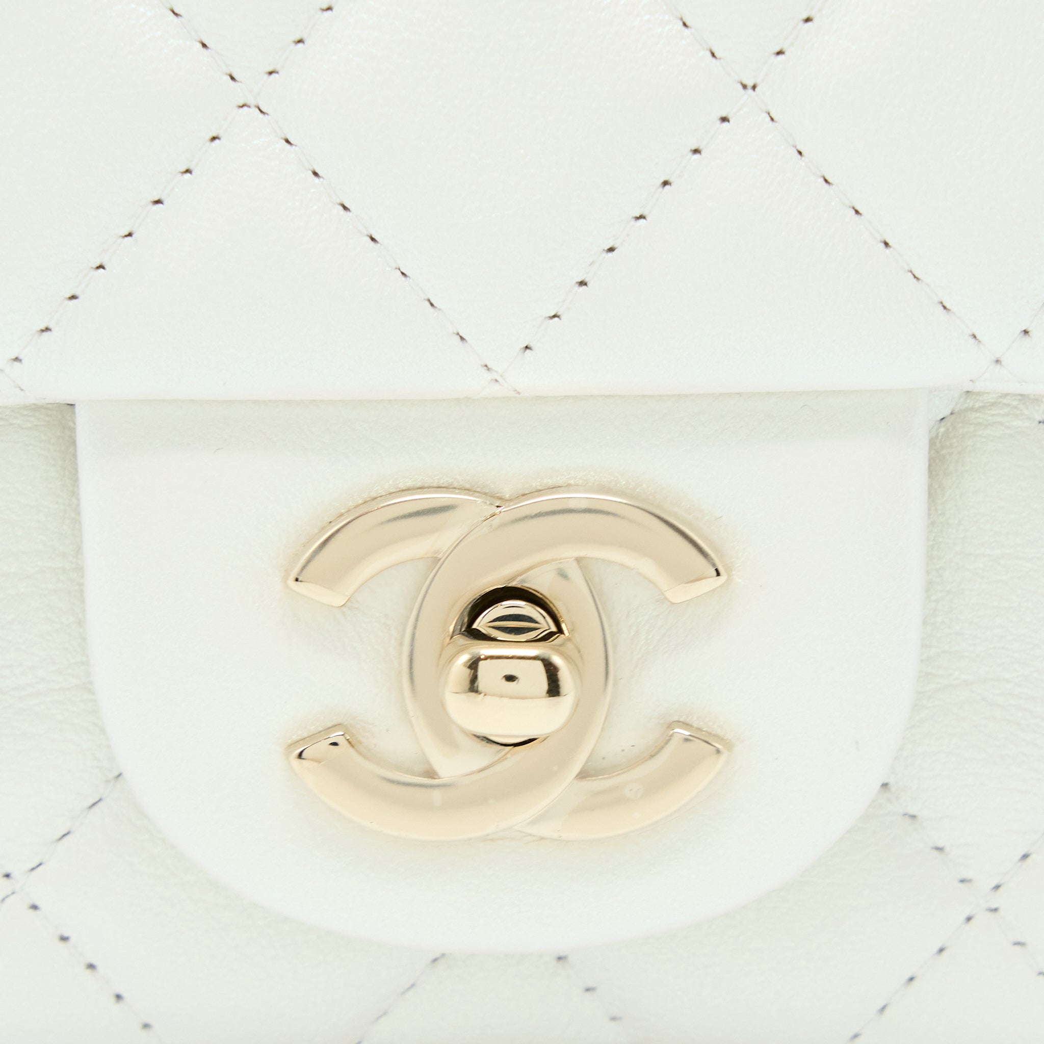 Chanel Classic Mini Rectangular Flap Bag Calfskin Iridescent White L