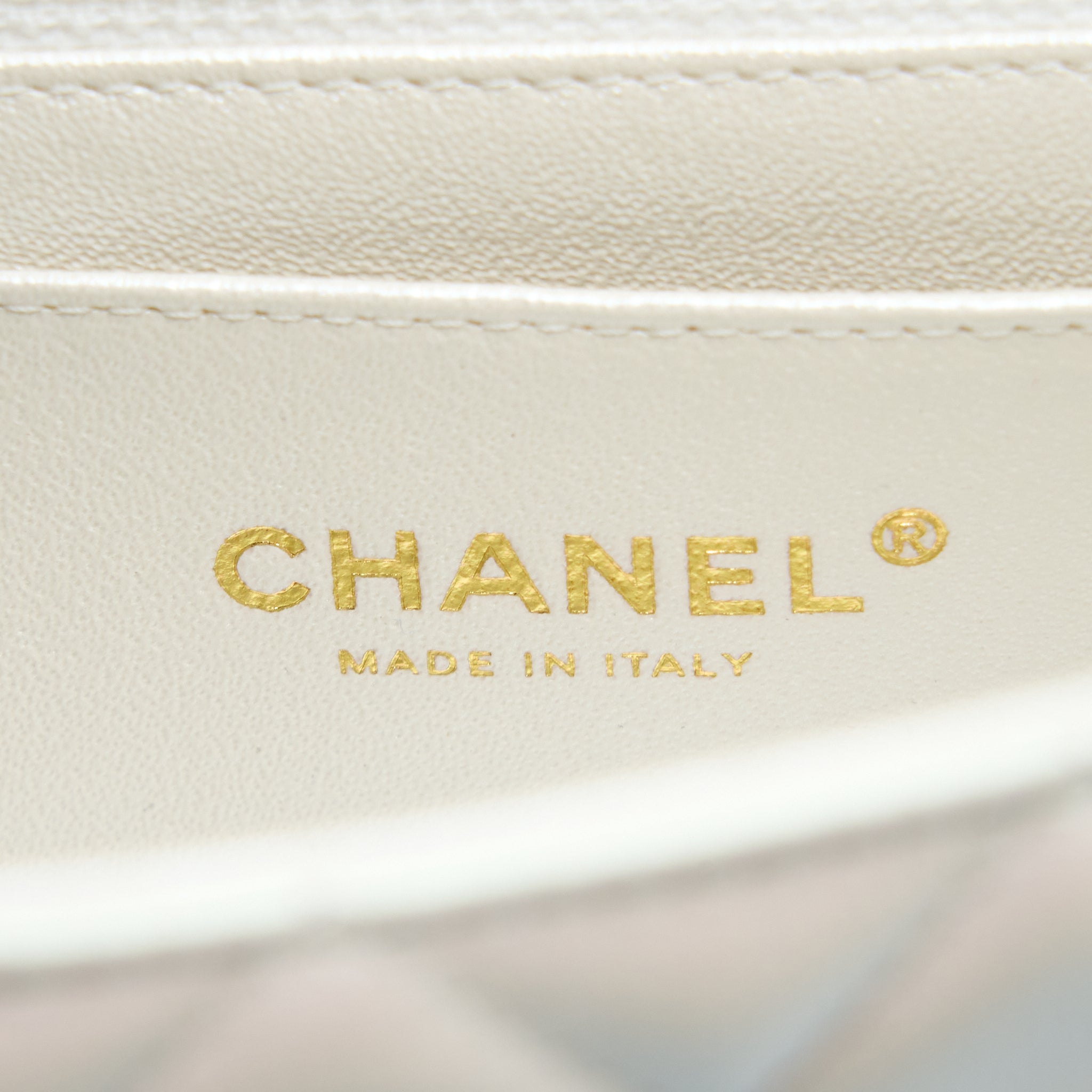 Chanel Classic Mini Rectangular Flap Bag Calfskin Iridescent White L