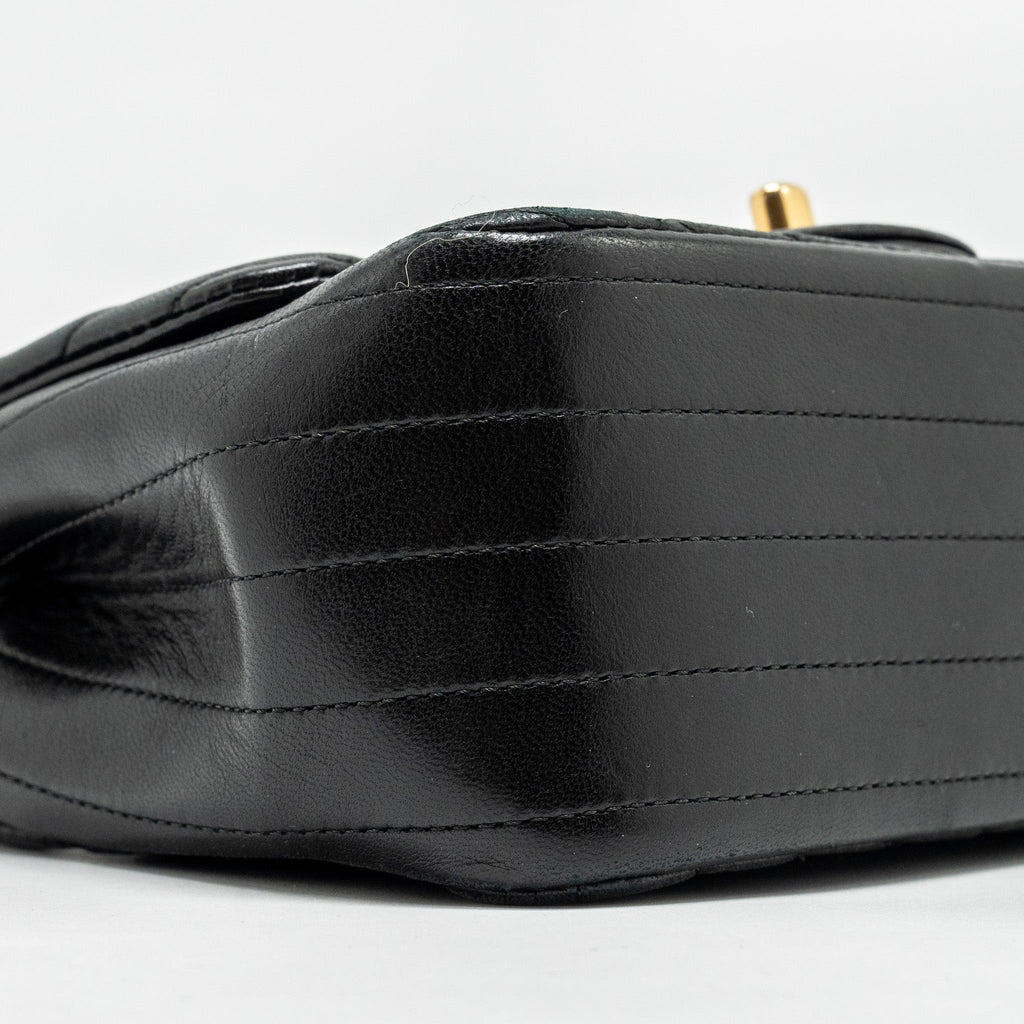 Chanel Mini Square Chevron Flap Bag Lambskin Black