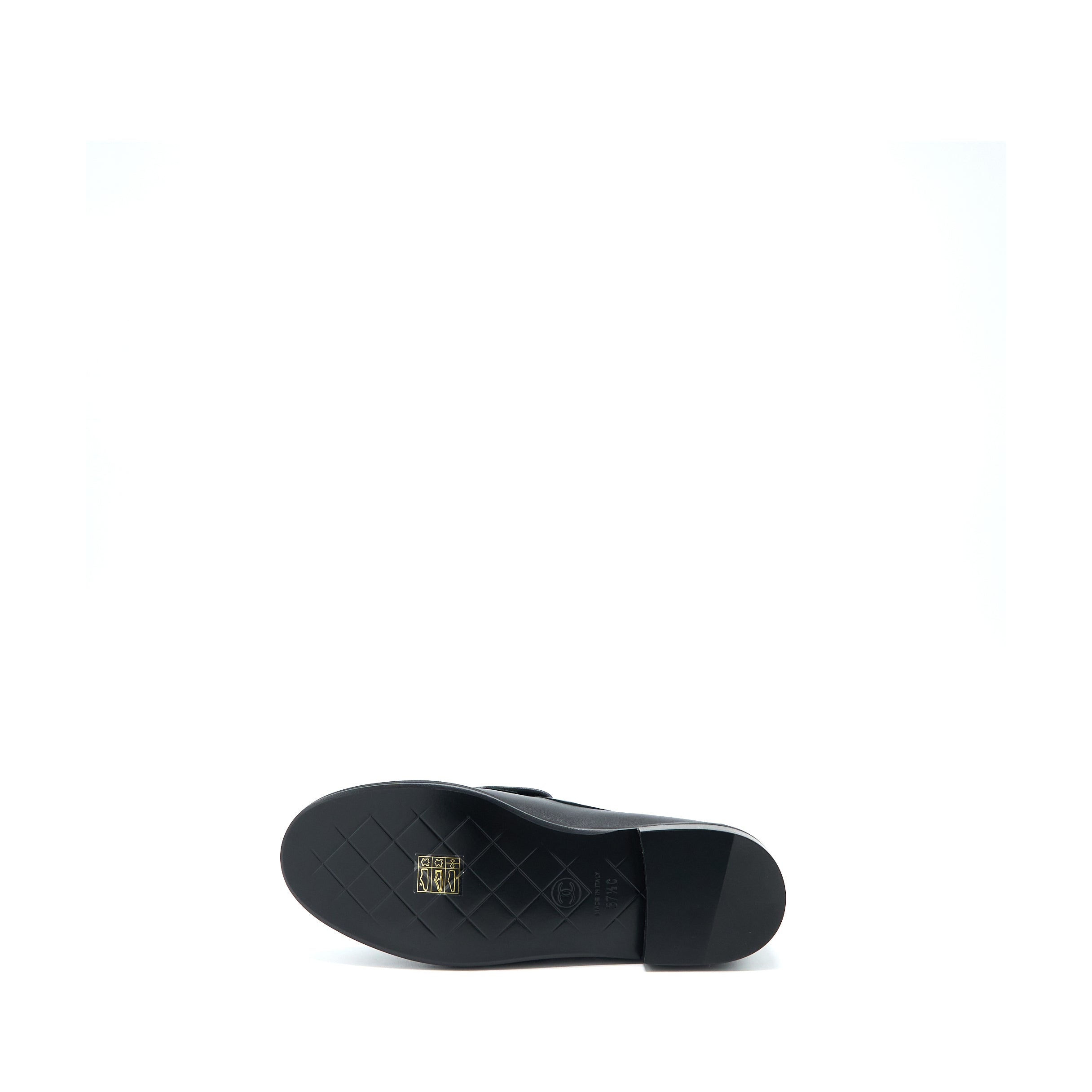 Chanel Size 37.5 Turnlock Loafers Quilted Leather Black L