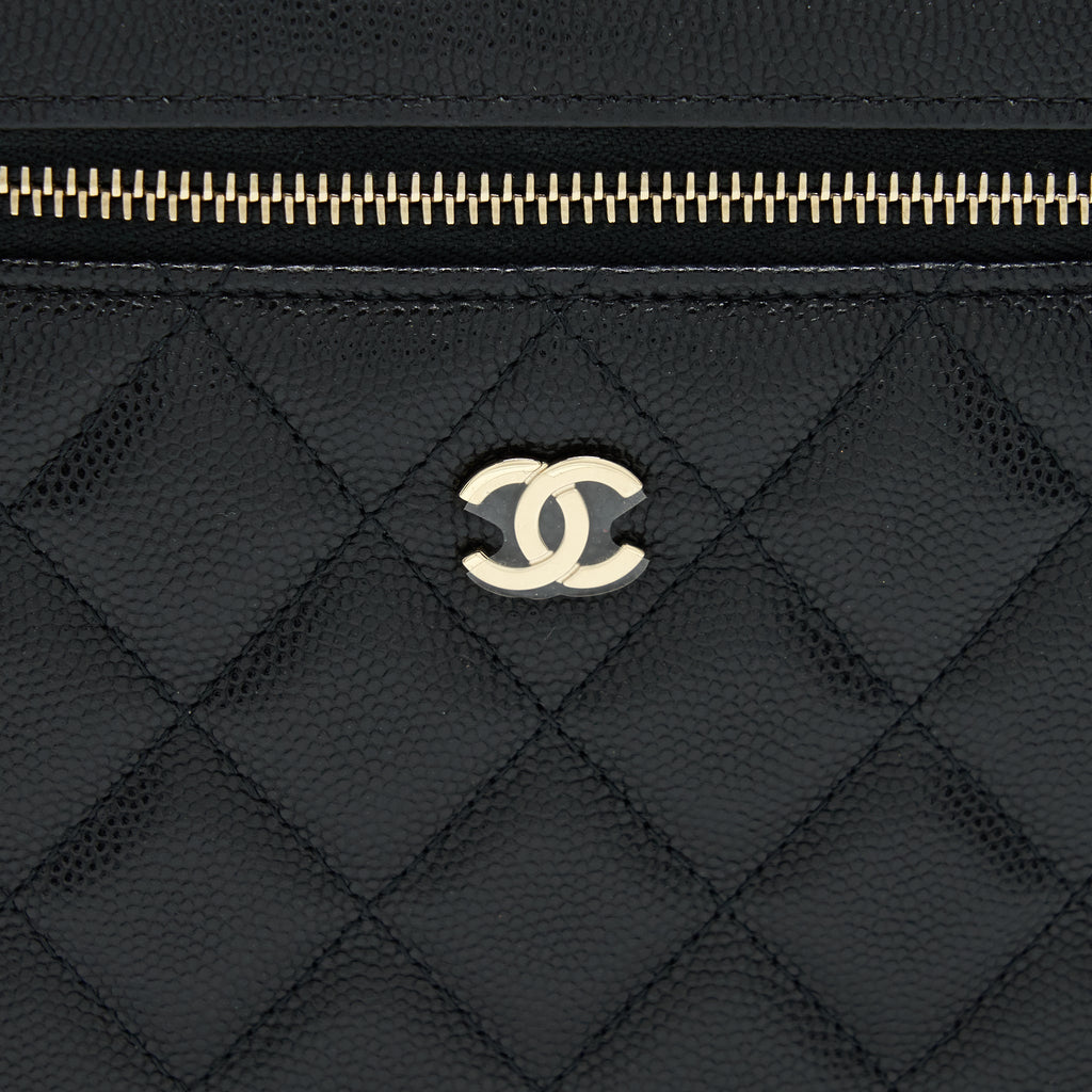 Chanel Top Handle Vanity Case Caviar Black L