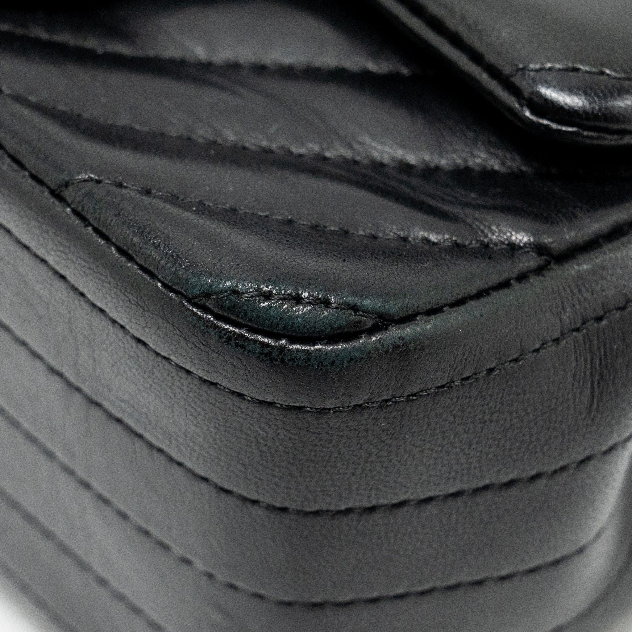 Chanel Mini Square Chevron Flap Bag Lambskin Black