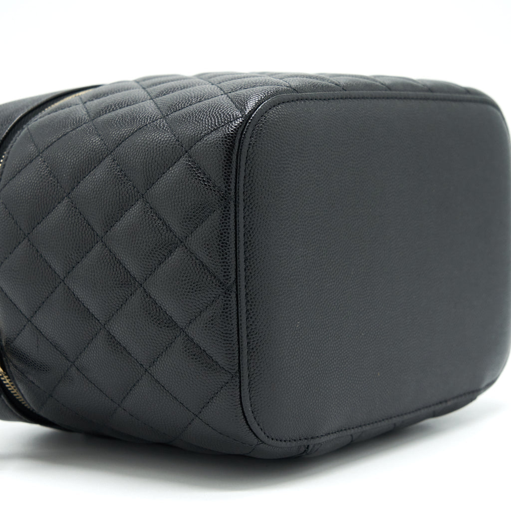 Chanel Top Handle Vanity Case Caviar Black L