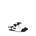 Chanel Size 38.5 Slingback With Ribbon White/Black