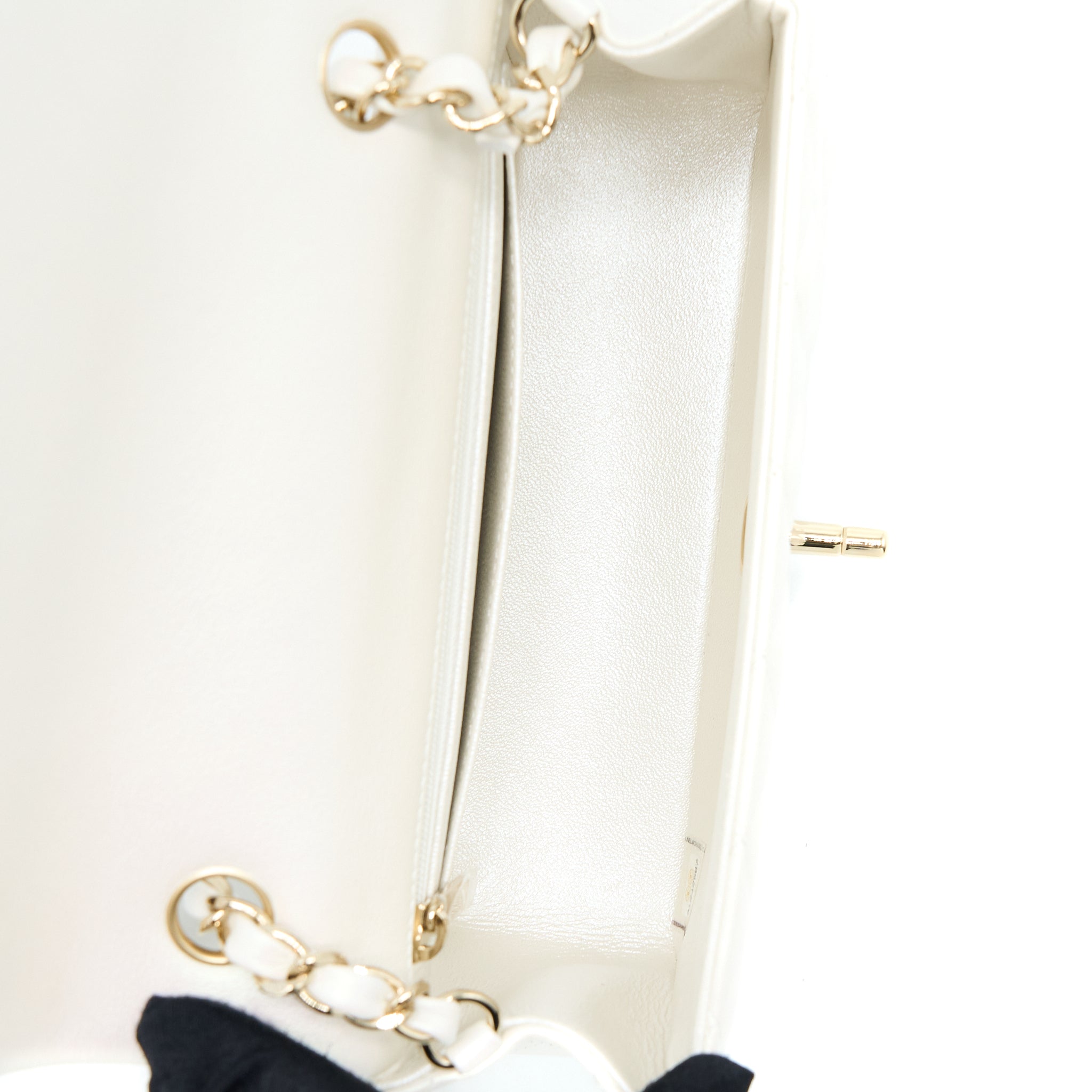 Chanel Classic Mini Rectangular Flap Bag Calfskin Iridescent White L