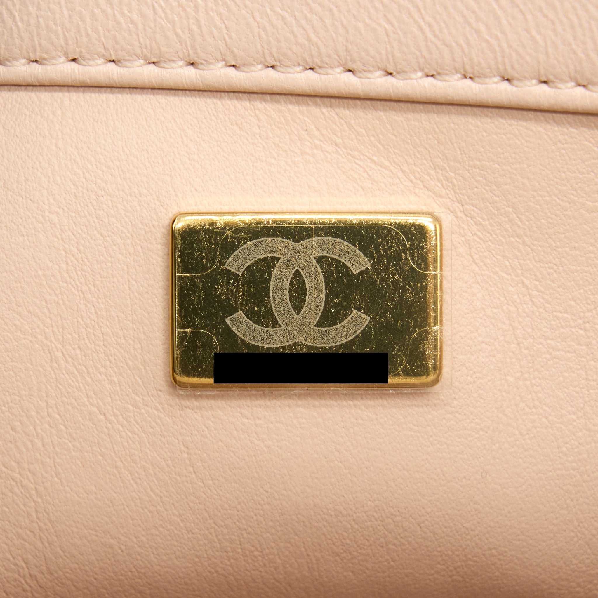 Chanel 22C Pearl Crush Mini Square Flap Bag Lambskin Light Beige